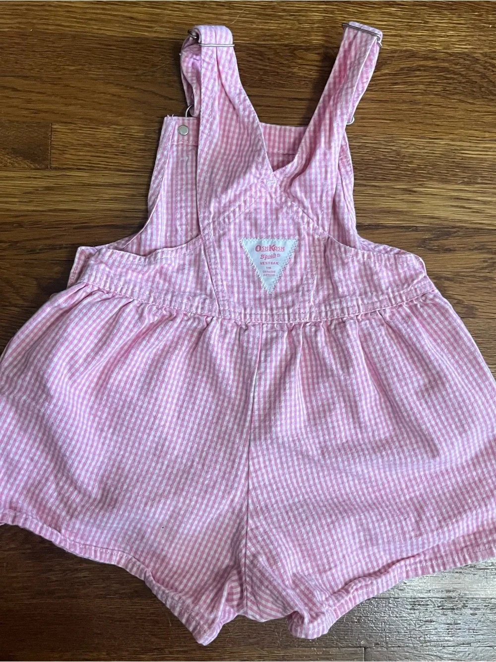 Vtg osh Kosh shortalls 3t pink gingham Vestbak flower bibs overalls 90s